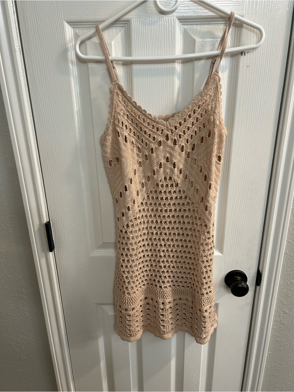 Aerie size small tan crochet adjustable strap dress